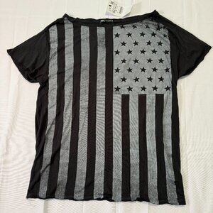 Zara Black Flag Short Sleeve Tee Size M